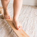 Close-up of wooden children balance beams for balance