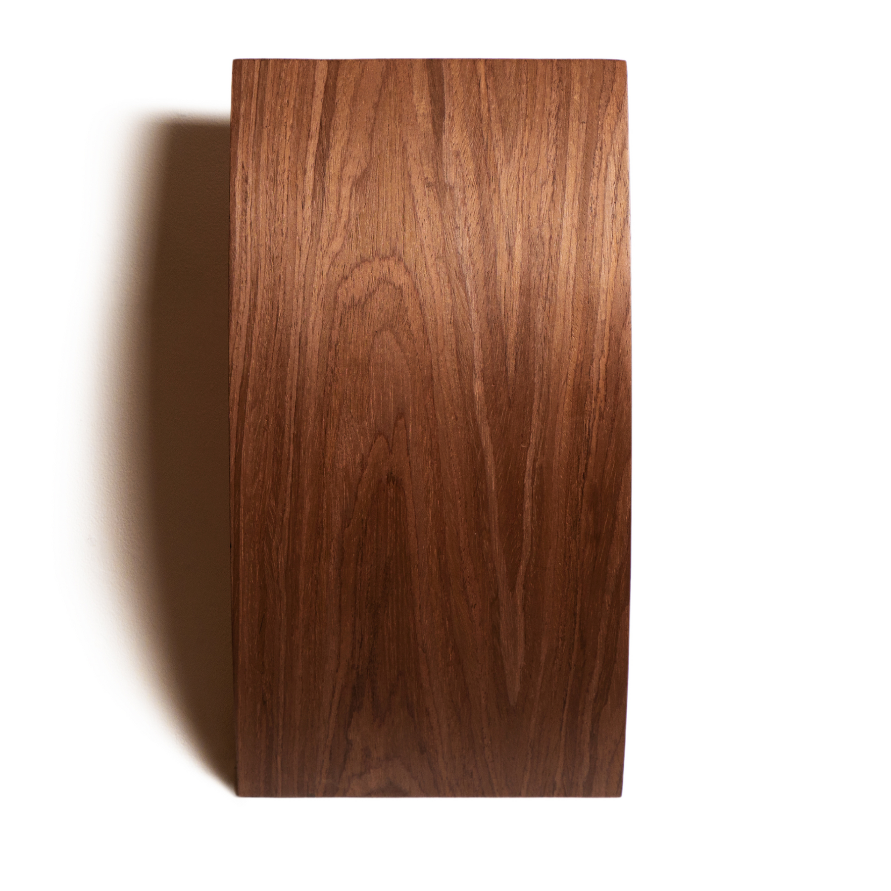 Front view of wooden bathroom towel holder with open top