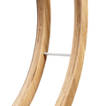 Close-up of wooden circle toilet paper holder