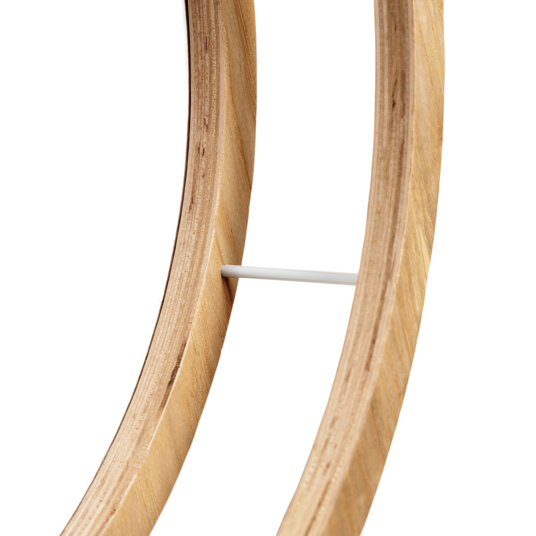 Close-up of wooden circle toilet paper holder