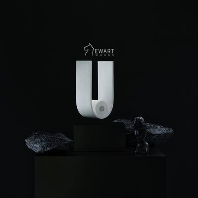 White wooden U shape toilet paper holder wall mounted floating bathroom shelf