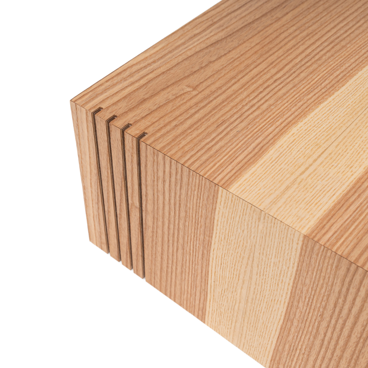 Wood cube plant stand vertical groove design and smooth ash wood finish