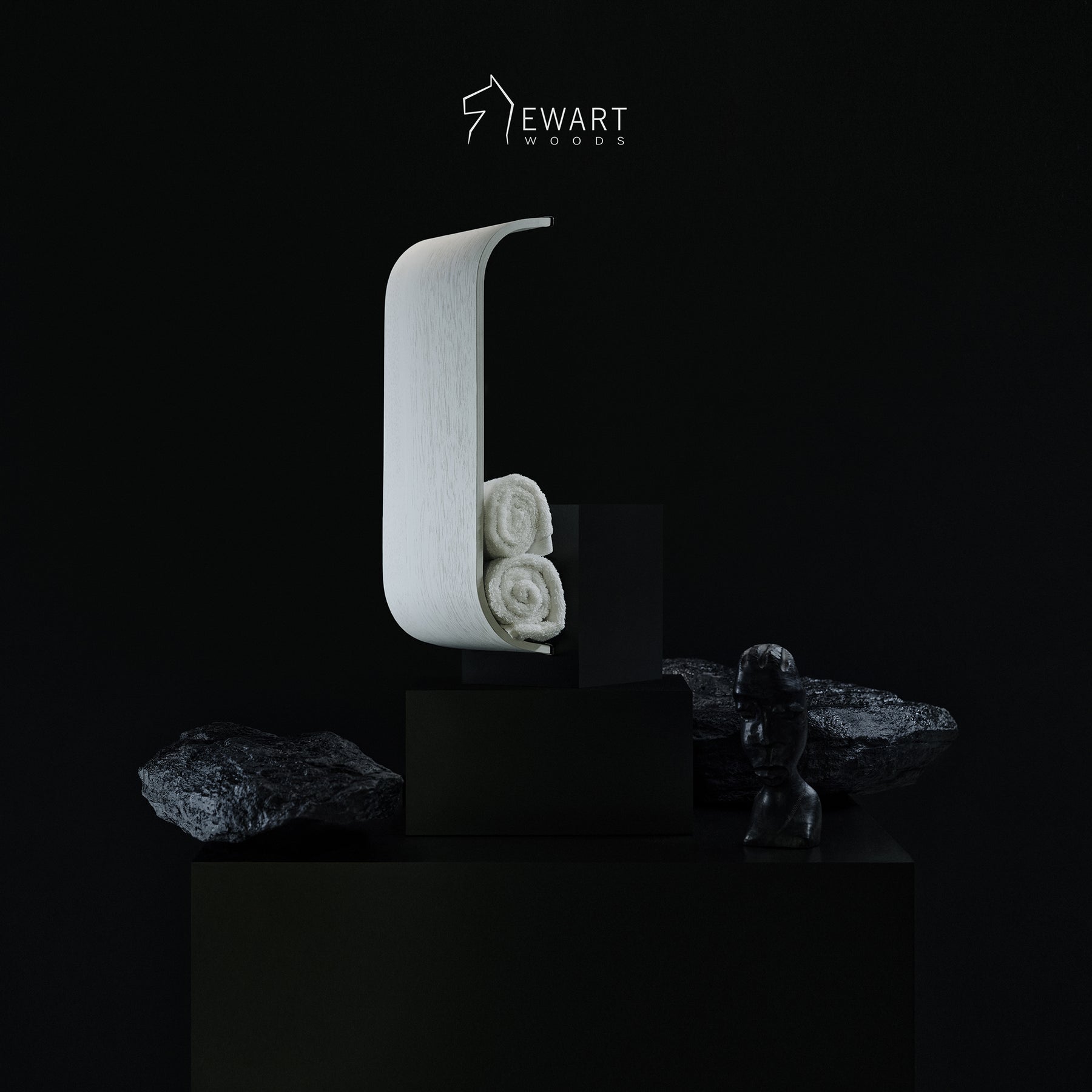 White Rolled Towel Holder Bridge