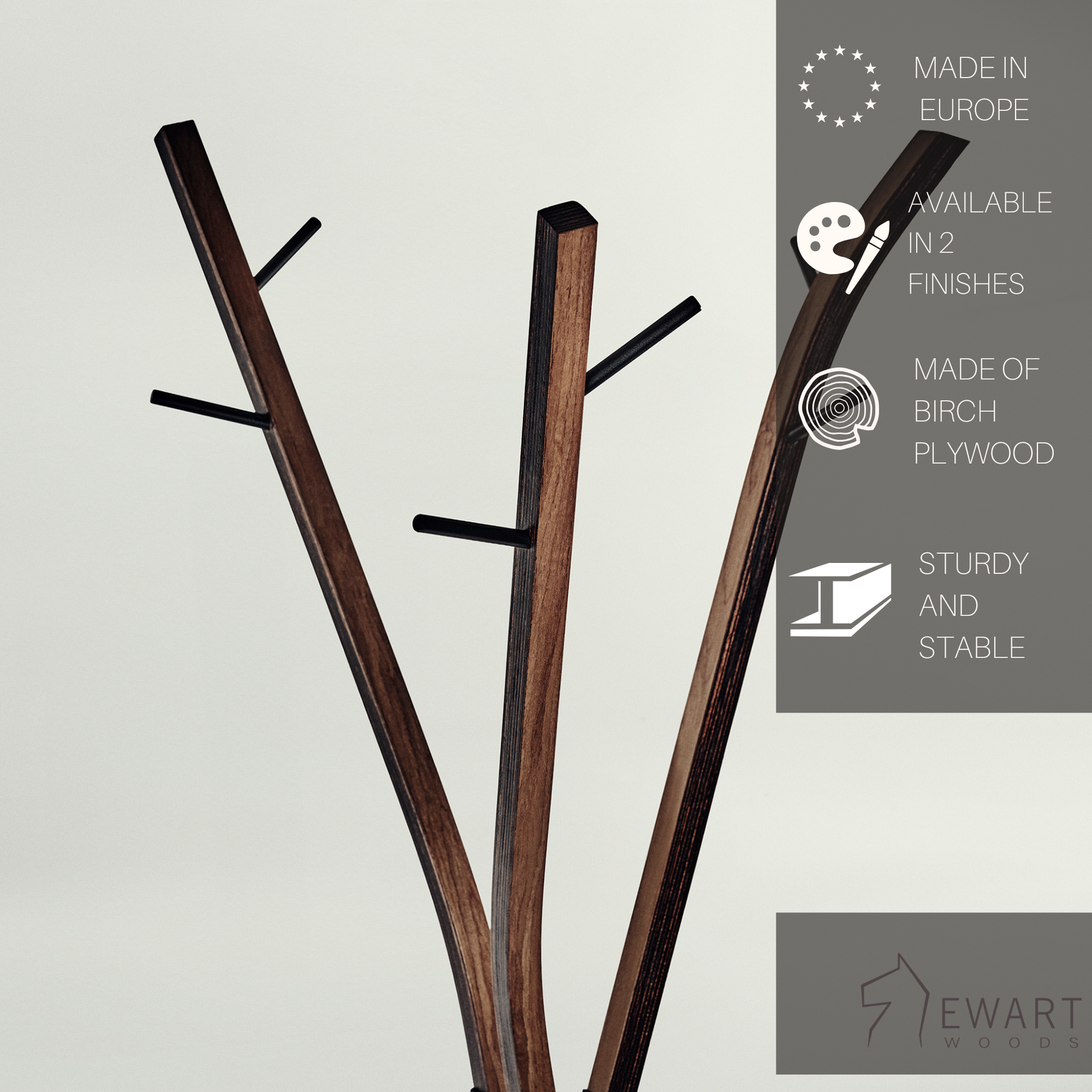 Wooden Coat Rack Free Standing (Walnut, Ash)