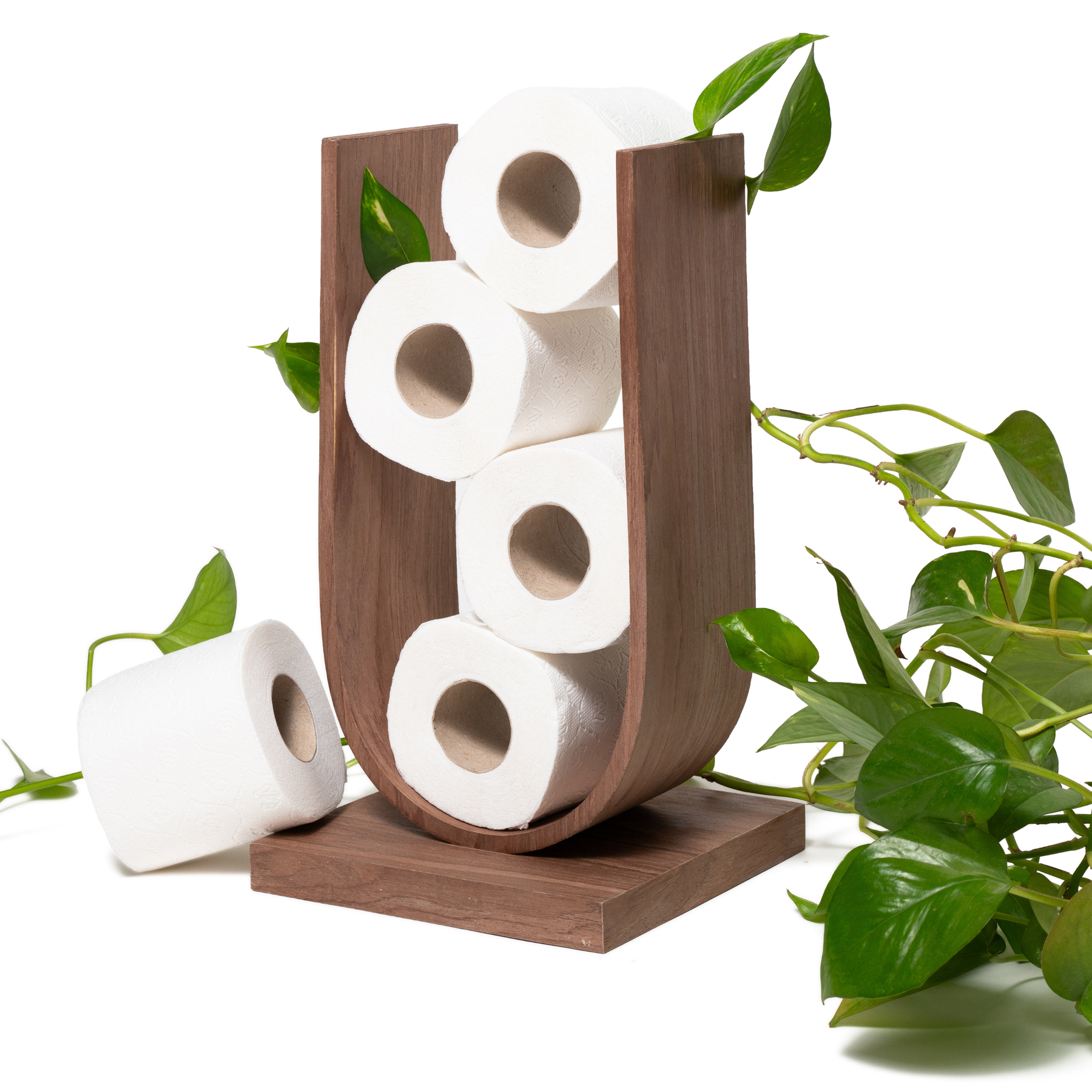 Wooden standing toilet paper holder modern and functional design
