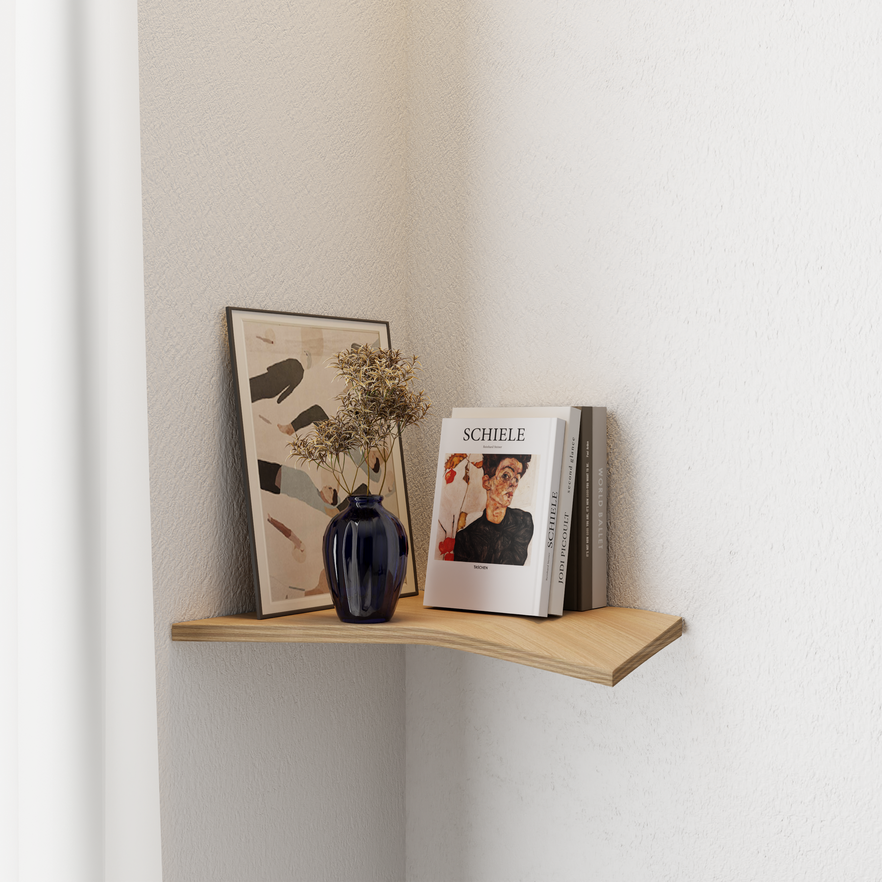 Small wooden corner shelf ash