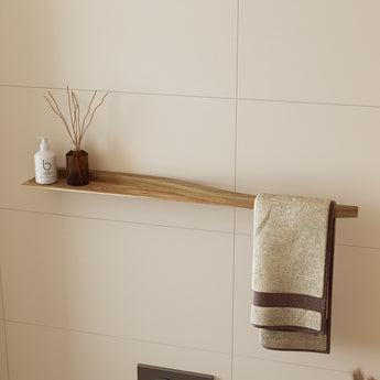 Oak wall mounted bathroom towel rack unique and functional design