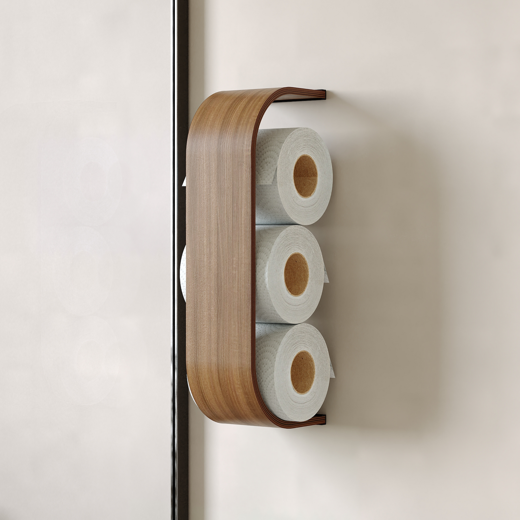 Walnut toilet paper holder thin design