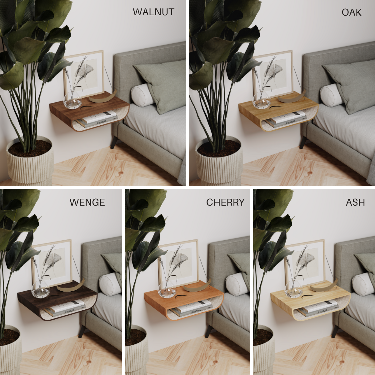 Small floating nightstand color variations
