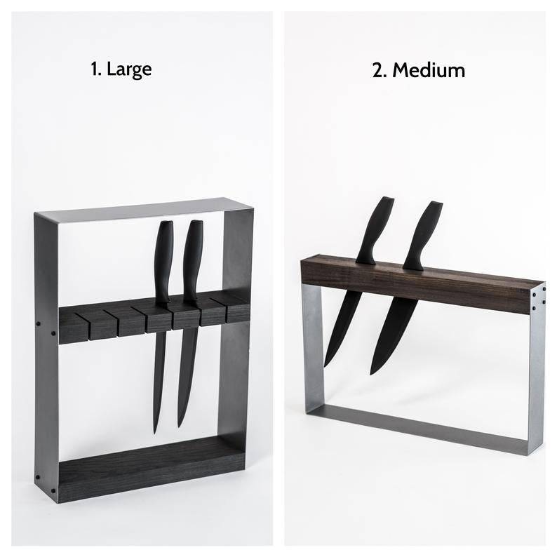 Side-by-side of two knife holders: &