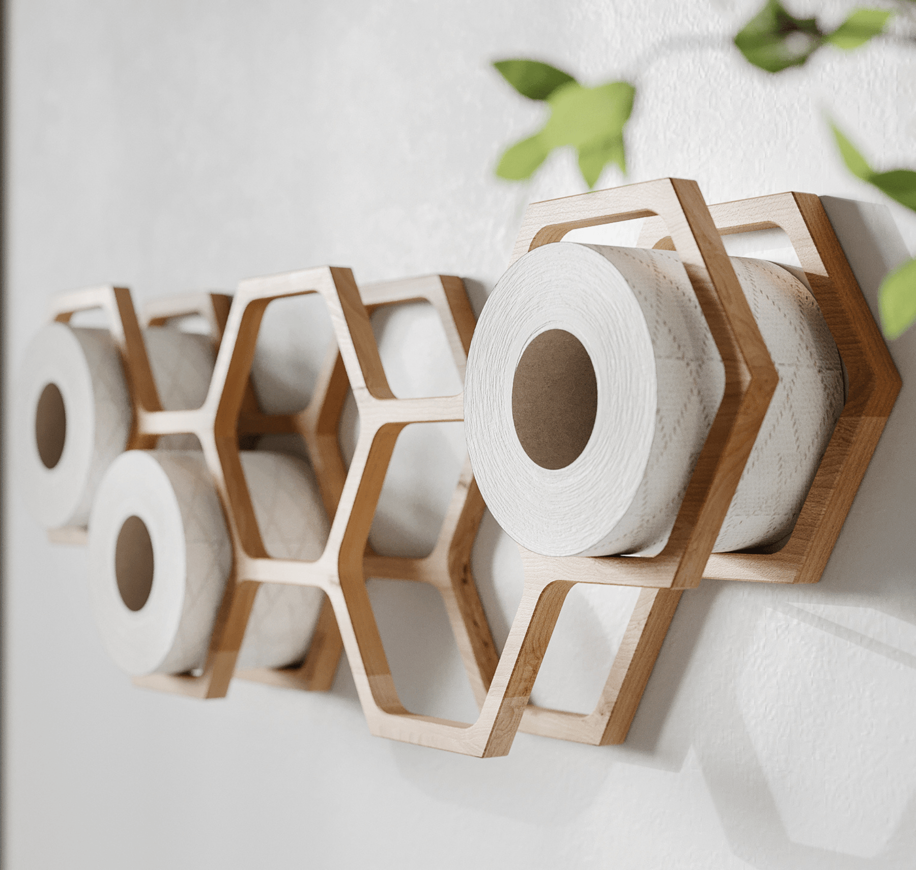 Wooden toilet paper shelf HONEYCOMB - EWART WOODS
