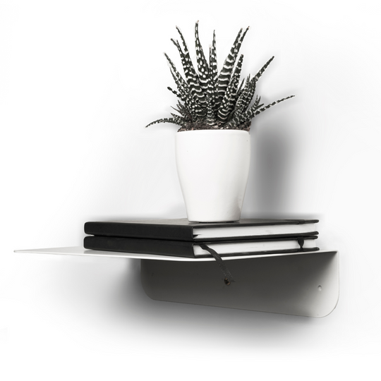 White metal floating shelf for decor or flowers