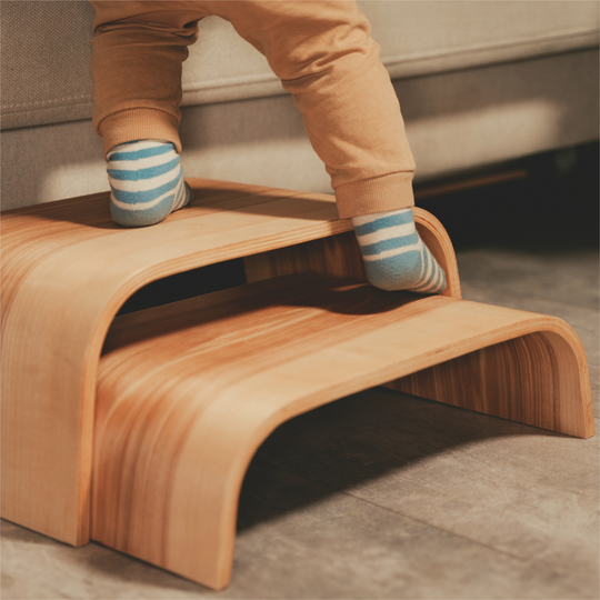 Set of two wooden toddler step stool
