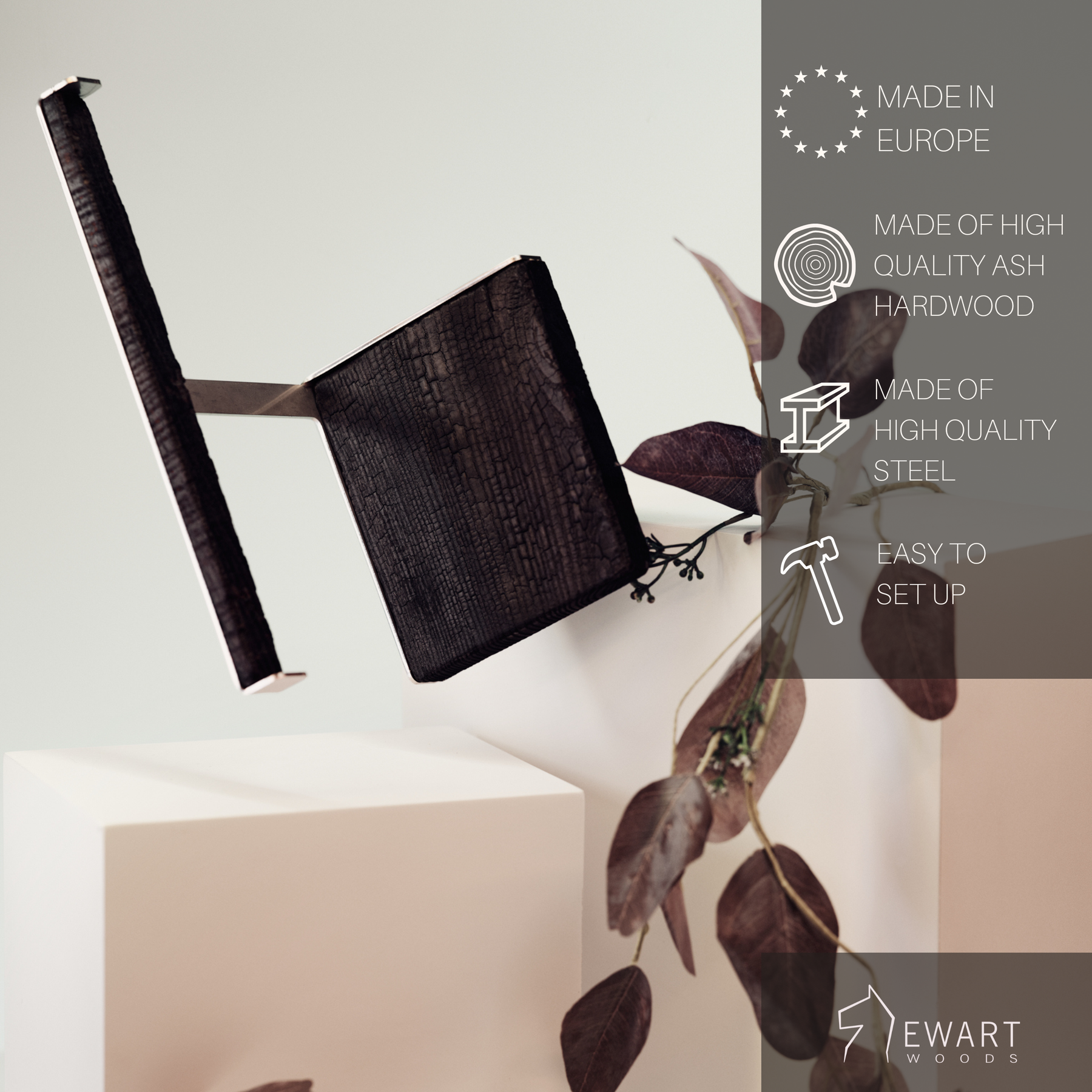 Toilet paper holder burned wood