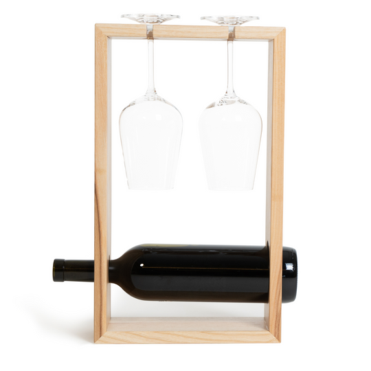 Boîte porte-bouteilles et porte-verres en bois
