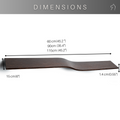 Dark wooden shelf with a wavy design, shown with dimensions: 60 cm, 90 cm, or 115 cm in length, 15 cm in width, and 1.4 cm in thickness.