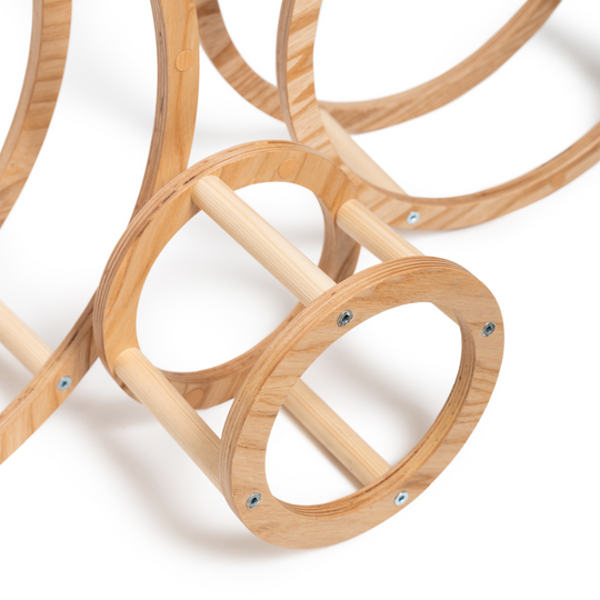 Close-up of montessori wooden rings set for children