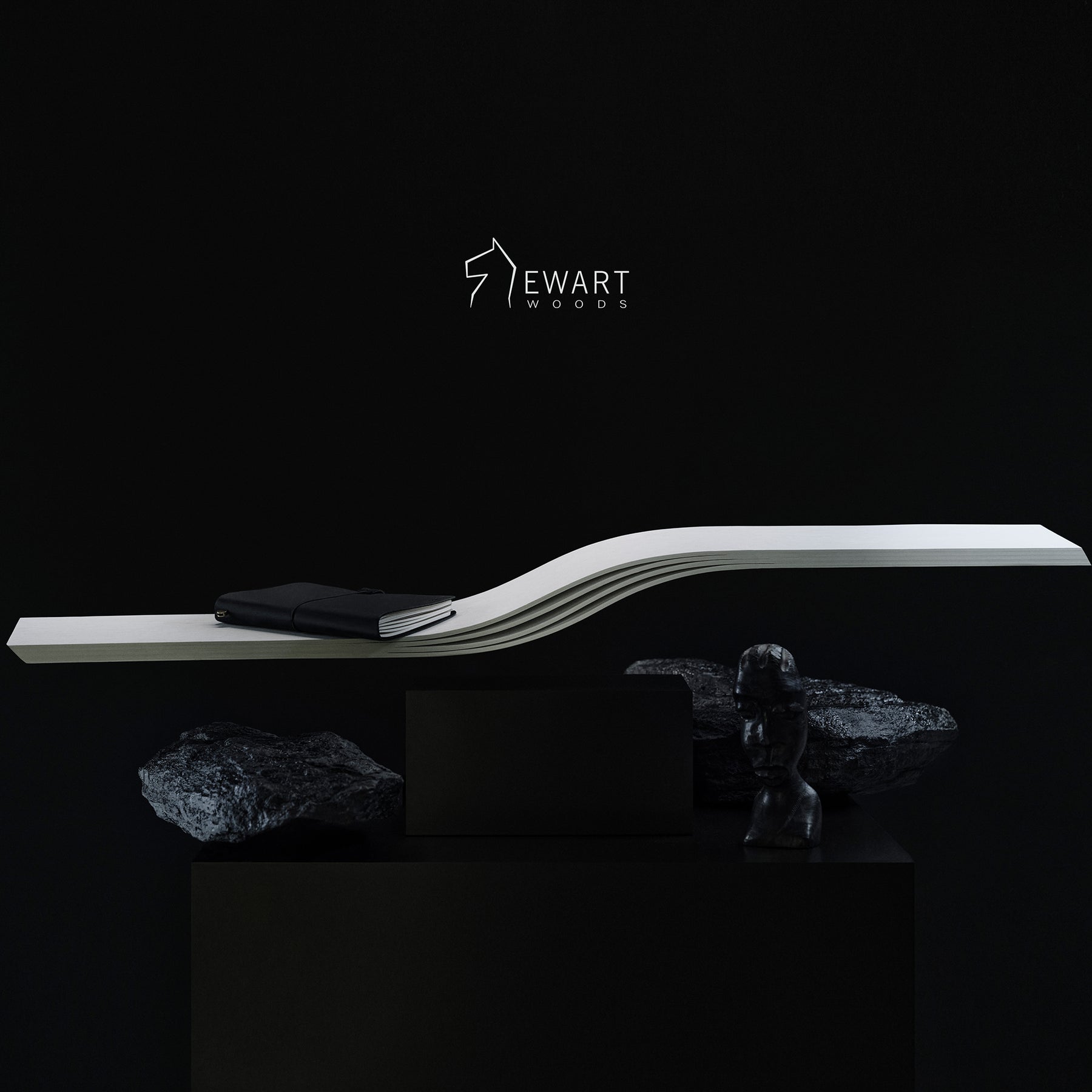 White floating wall hanging shelf wave