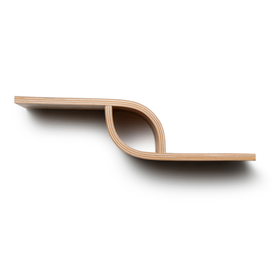 Small unique design wooden floating shelf clean look on white background