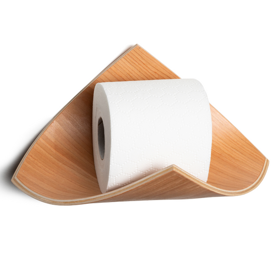 Wooden wall mounted toilet paper holder in leaf shape