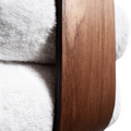 Wooden wall towel rack for rolled towels close-up