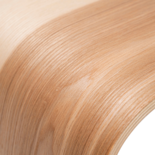 Close-up of toddler bathroom step stool in ash color with natural grain