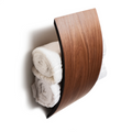 Wooden bathroom towel holder with open top