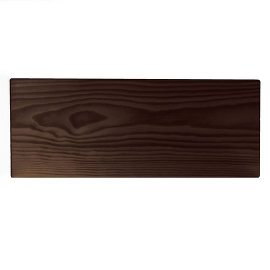 Rectangular dark brown wooden shelf with a rich, natural wood grain texture and smooth, flat surface.