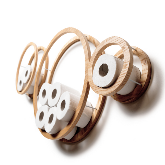Set of three circle wooden toilet paper holders
