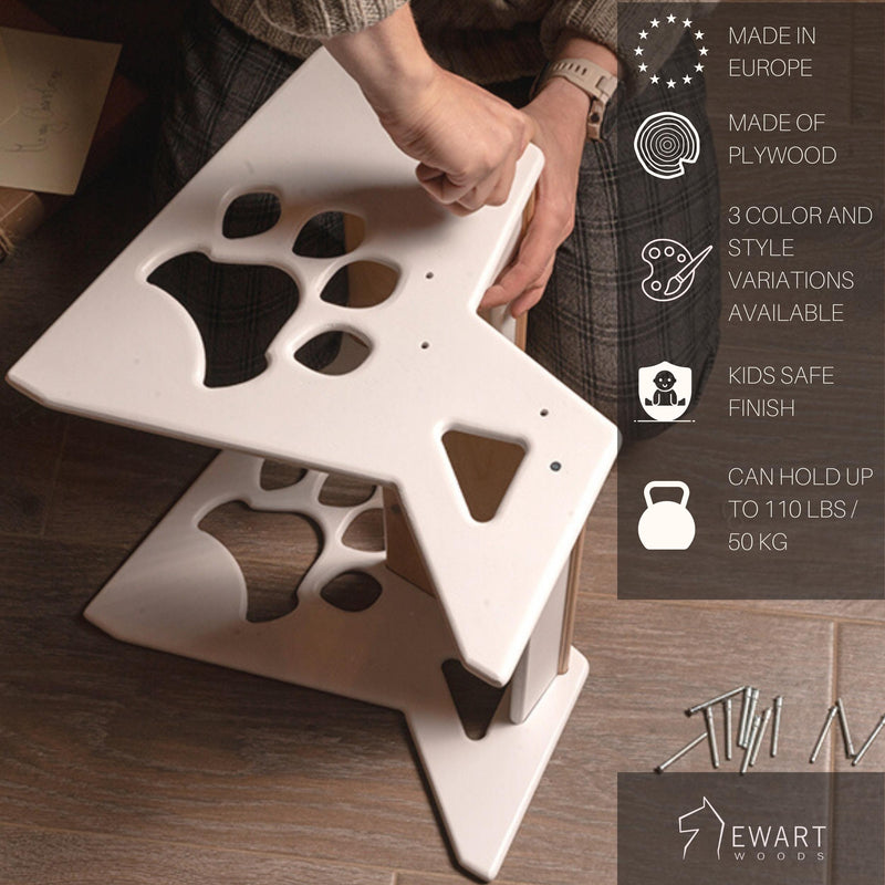 Birch plywood paws design step stool for kids bathroom and kitchen