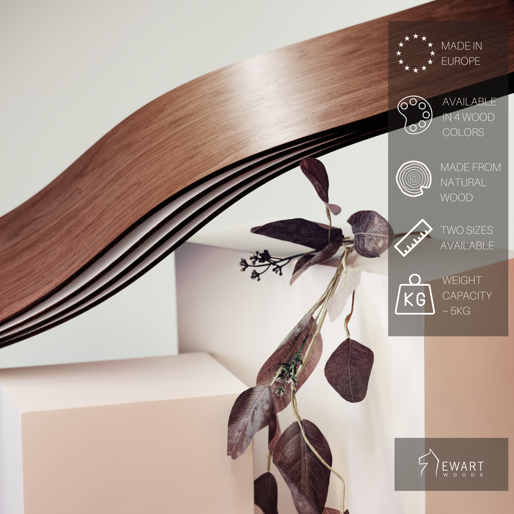 White floating wall hanging shelf wave