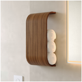 Wooden wall mounted towel holder design close-up