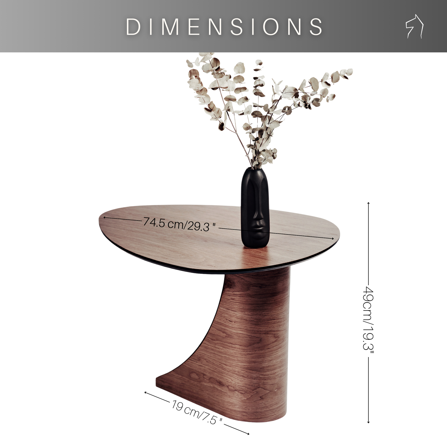 Dimensions for modern round wooden coffee table with brass design on the wooden brass