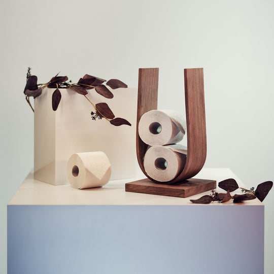 free standing wooden toilet paper holder for bathroom organization 