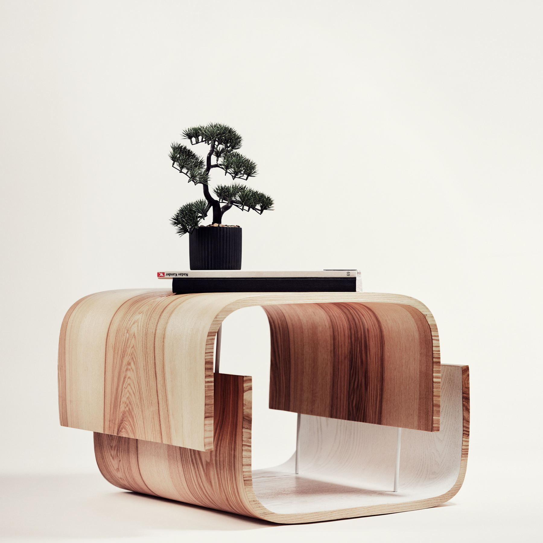 Small round living room coffee table from wood with modern design