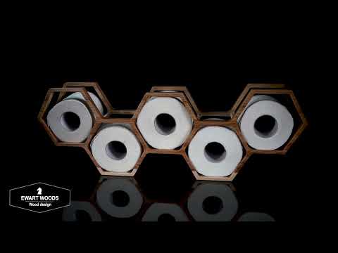 Wooden honeycomb shape toilet paper holder 