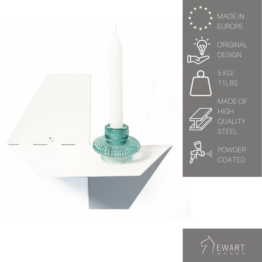 small metal wall shelf hexagon shaped white