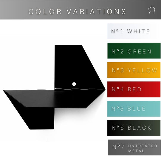 Color variations for floating wall geometric shelves