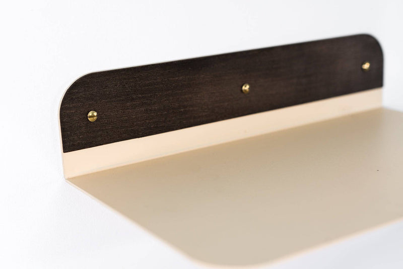 Natural wood floating display shelf wall hanging with rounded edges