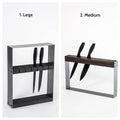 Side-by-side of two knife holders: &