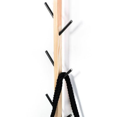 Wall hanger with metal hooks for entryway coat rack wood and metal combination
