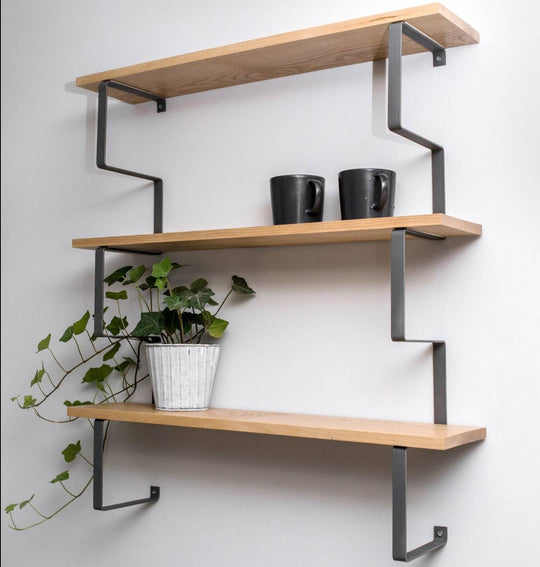 Wooden wall shelf with metal construction - EWART WOODS