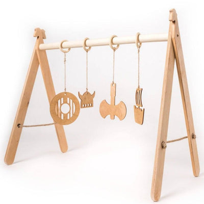 Wooden baby play gym Viking theme infant activity arch birch plywood